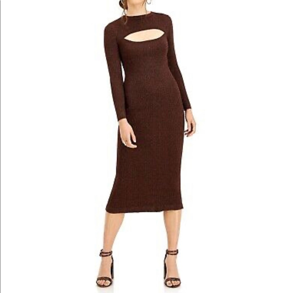Brown sparkle cut out dress!
